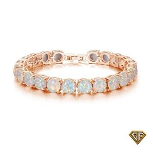 Rose Gold White Opal Tennis Bracelet - Christmas  Trending Bracelet - Gift